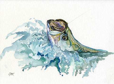 Watercolor Tarpon Breach - Print